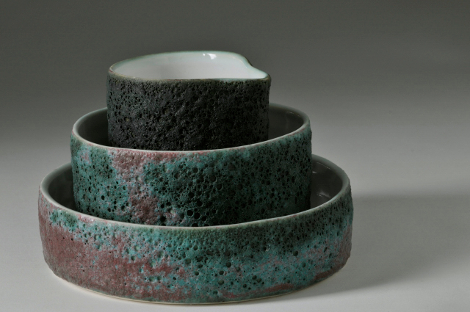 moss porcelain ceramic bowl with volcanic glaze