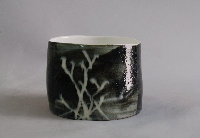 porcelain ceramic bowl with volcanic glaze